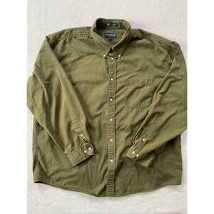 Vintage John Ashford Button Down Shirt Mens XXL Olive Green 100% Cotton Norm